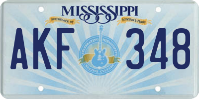 MS license plate AKF348