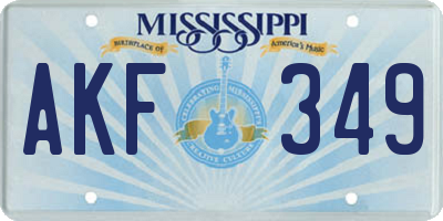 MS license plate AKF349