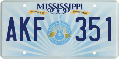 MS license plate AKF351