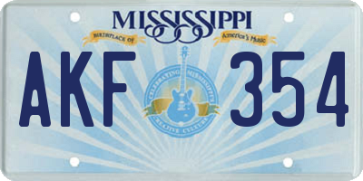 MS license plate AKF354