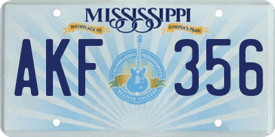 MS license plate AKF356
