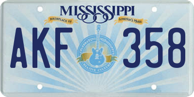 MS license plate AKF358