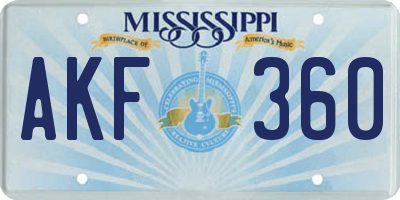 MS license plate AKF360