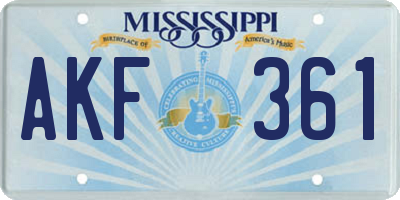 MS license plate AKF361