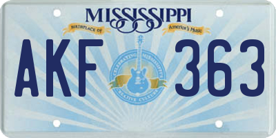 MS license plate AKF363