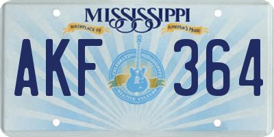 MS license plate AKF364