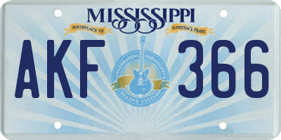 MS license plate AKF366
