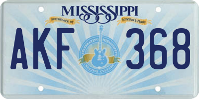 MS license plate AKF368