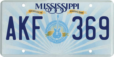 MS license plate AKF369