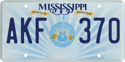 MS license plate AKF370