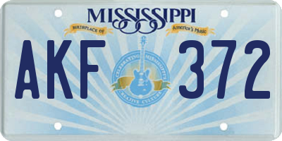 MS license plate AKF372