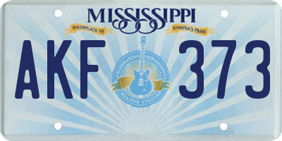 MS license plate AKF373