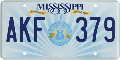 MS license plate AKF379