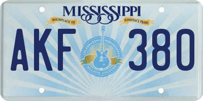 MS license plate AKF380
