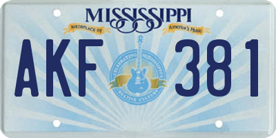 MS license plate AKF381