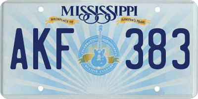 MS license plate AKF383