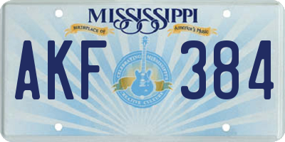 MS license plate AKF384