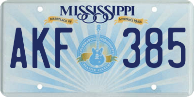 MS license plate AKF385