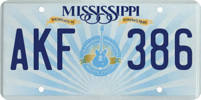 MS license plate AKF386