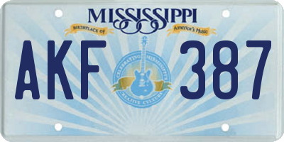 MS license plate AKF387