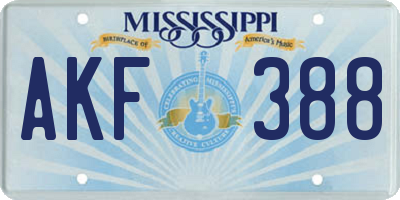 MS license plate AKF388