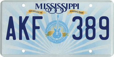 MS license plate AKF389