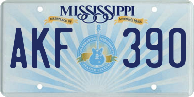 MS license plate AKF390