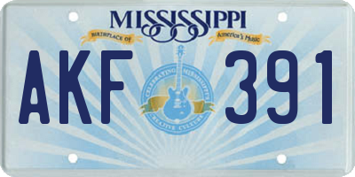 MS license plate AKF391