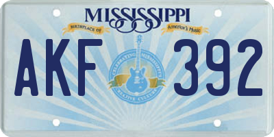 MS license plate AKF392
