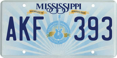 MS license plate AKF393