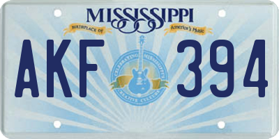 MS license plate AKF394