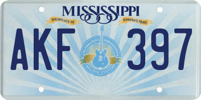 MS license plate AKF397