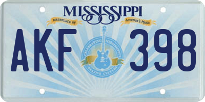 MS license plate AKF398