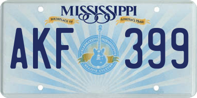 MS license plate AKF399