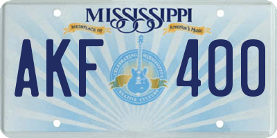 MS license plate AKF400