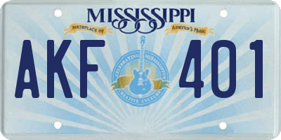 MS license plate AKF401