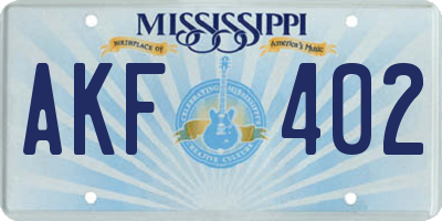 MS license plate AKF402