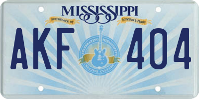 MS license plate AKF404