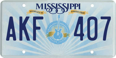 MS license plate AKF407