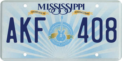 MS license plate AKF408