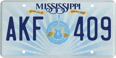 MS license plate AKF409