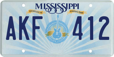 MS license plate AKF412