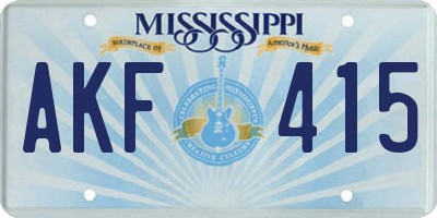 MS license plate AKF415