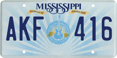 MS license plate AKF416