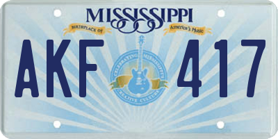 MS license plate AKF417