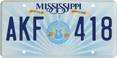 MS license plate AKF418