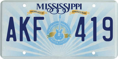 MS license plate AKF419