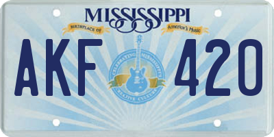 MS license plate AKF420
