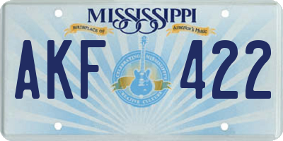 MS license plate AKF422