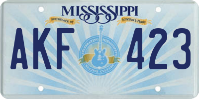 MS license plate AKF423